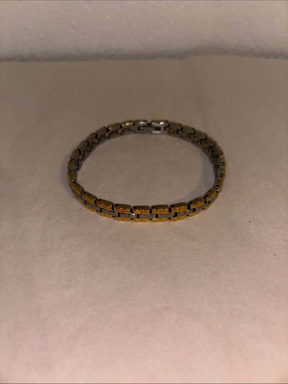 Two-Tone Gold and Silver Link Magnetic Therapy Bracelet Stainless Steel